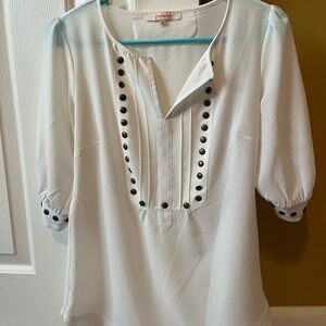 Pomelo White Blouse with Button Details
